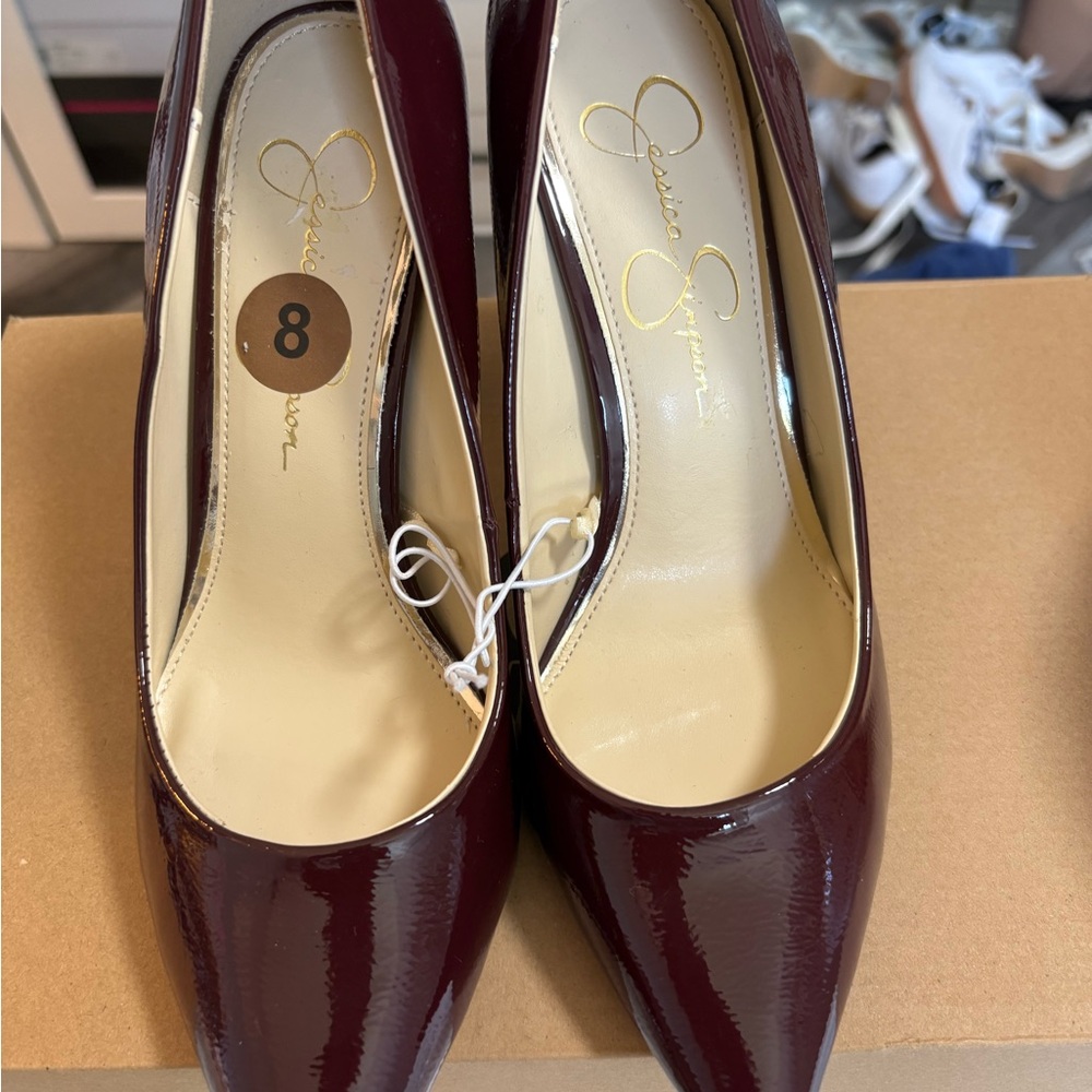Jessica Simpson Leather Heels Polished Finish